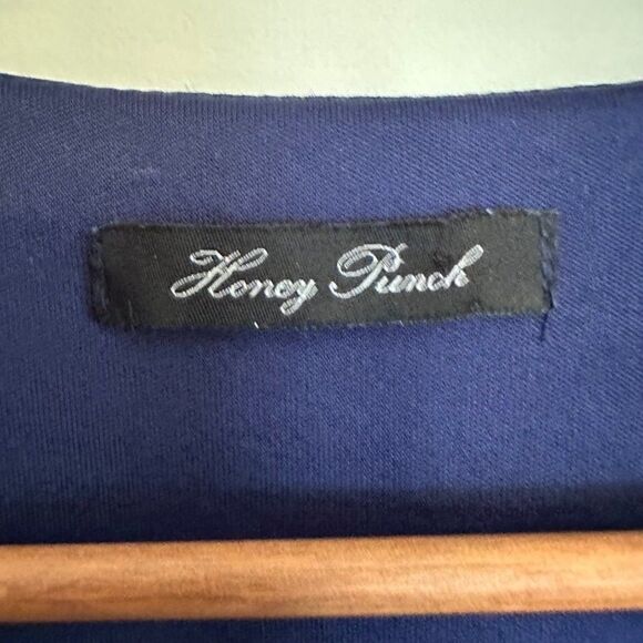 Lulu's Honey Punch That's a Wrap Dress Womens Small Blue Gold Print Tulip Skirt - Picture 3 of 11